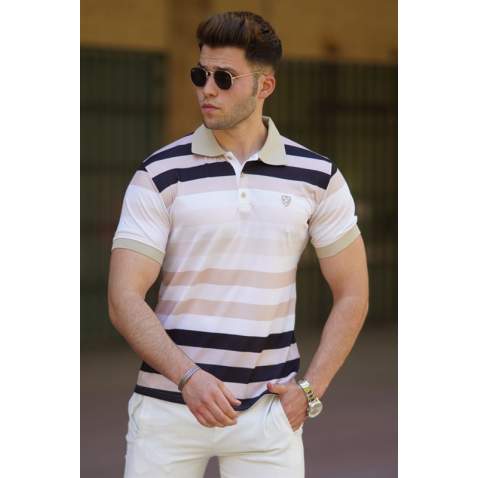 Madmext Men Beige Polo T-shirt 5279 - Bej