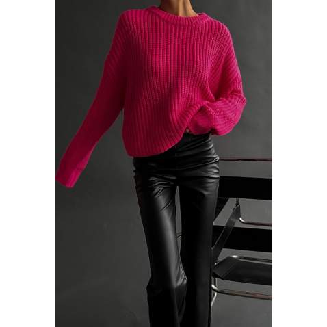 Mad Girls Oversize Fuchsia Sweater MG1344 - Fuşya