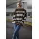 Brown Striped Knitted Sweater MG1244 - Kahverengi