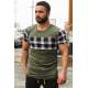 Madmext Khaki Plaid T-shirt for Men 3004 - Haki