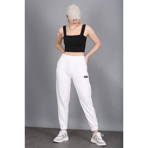 Mad Girls White Jogger Sweatpants MG303 - Beyaz