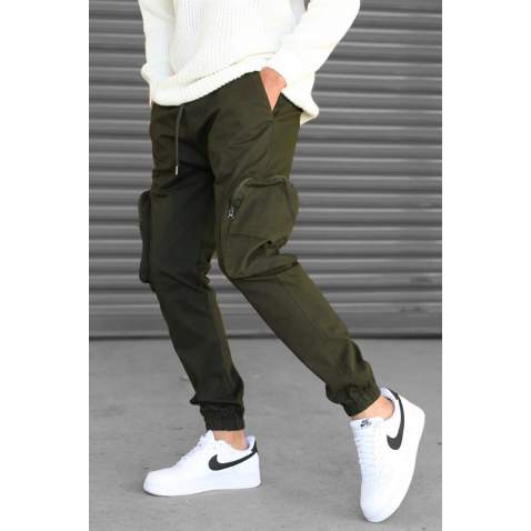 Madmext Men Slim Fit Khaki Cargo Trousers 5704 - Haki