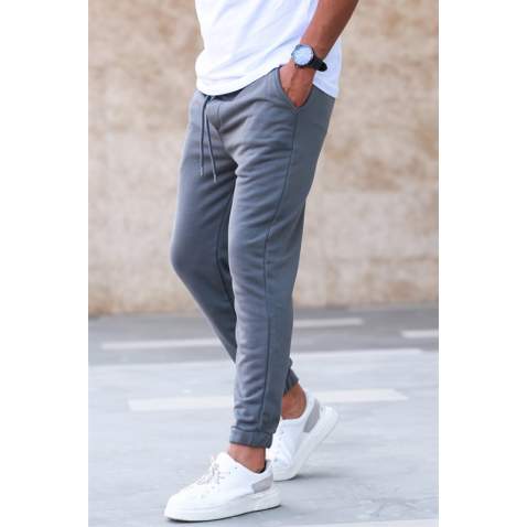 Madmext Men Plain Smoke Gray Sweatpants 5424 - Füme