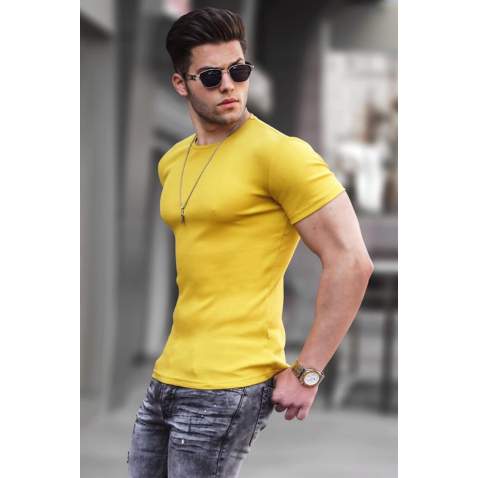 Madmext Men Basic Yellow T-Shirt 4077 - Sarı