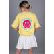 Women Printed Yellow Oversize T-Shirt - Sarı