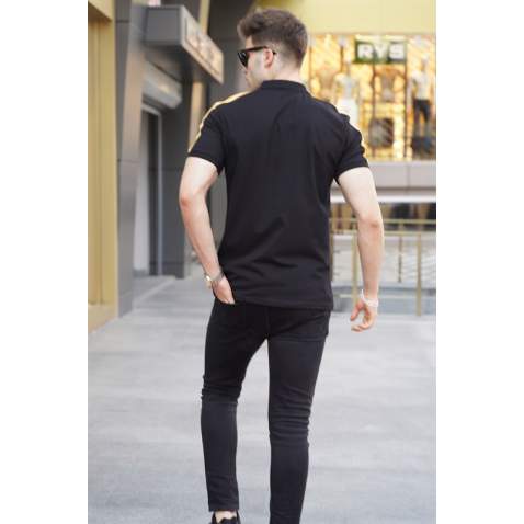 Men Embroided Black Polo T-Shirt 5875 - Siyah