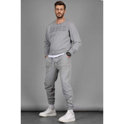 Madmext Grey Printed Tracksuit 4679 - Gri