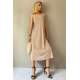 Beige V Neck Chain Strap Long Dress MG1542 - Bej