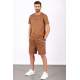 Madmext Men Oversize Brown Shorts Set 5376 - Kahverengi