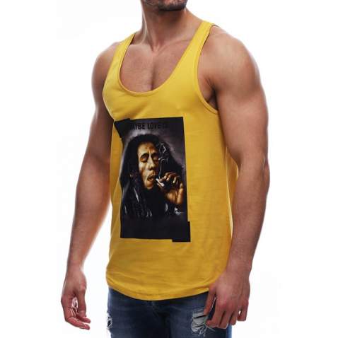 Madmext Yellow Bob Marley Printed T-shirt for Men 2634 - Sarı