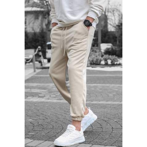 Men Beige Basic Jogger Trousers - Bej