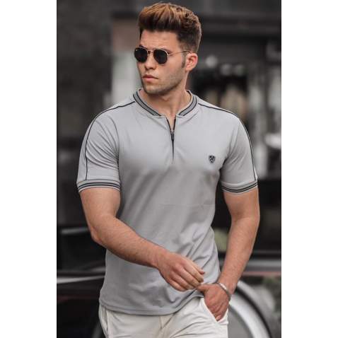 Madmext Men Gray Polo T-shirt 9281 - Gri