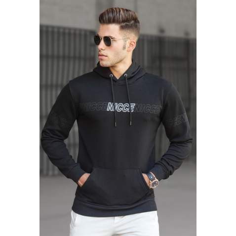 Madmext Men Printed Black Sweatshirt 5305 - Siyah