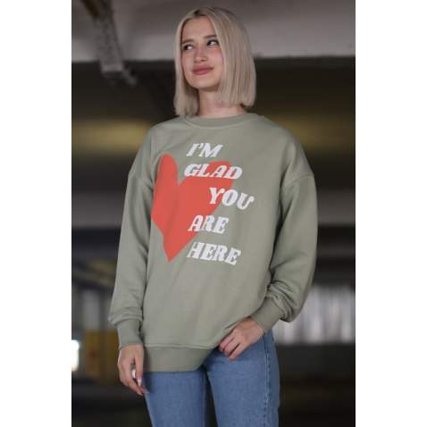 Mint Yeşili Baskılı Sweatshirt MG1224 - Mint yeşili