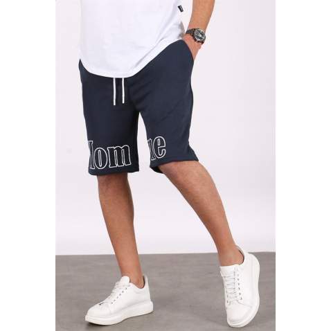 Madmext Men Printed Navy Blue Capri Shorts 5439 - Lacivert