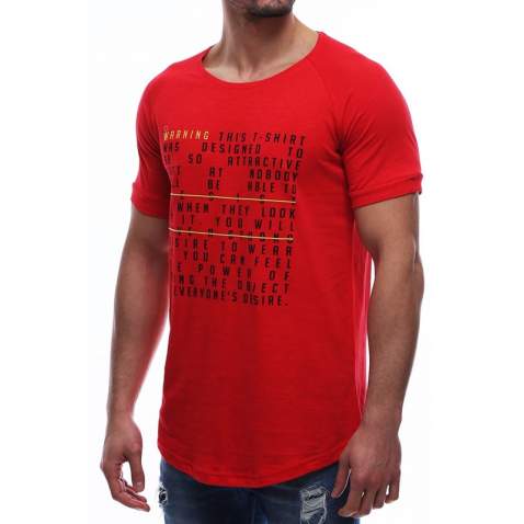 Madmext Red Printed T-shirt for Men 2620 - Kırmızı