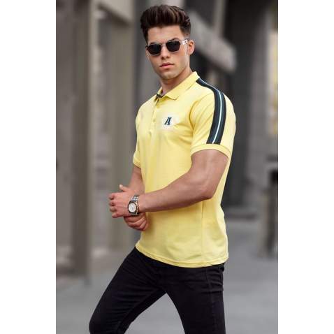 Men Embroided Yellow Polo T-Shirt 5875 - Sarı