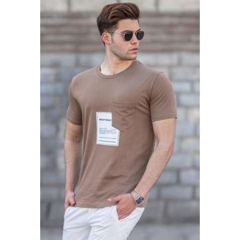 Madmext Men Printed Brown T-shirt 5271 - Kahverengi