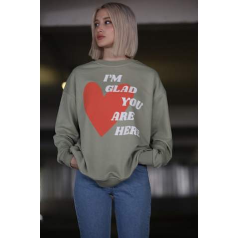 Mint Yeşili Baskılı Sweatshirt MG1224 - Mint yeşili