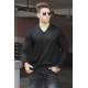 Madmext Black V-Neck Basic Men Jumper 9417 - Siyah