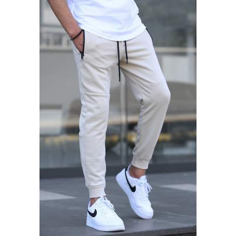 Men Beige Basic Jogger Trousers - Bej