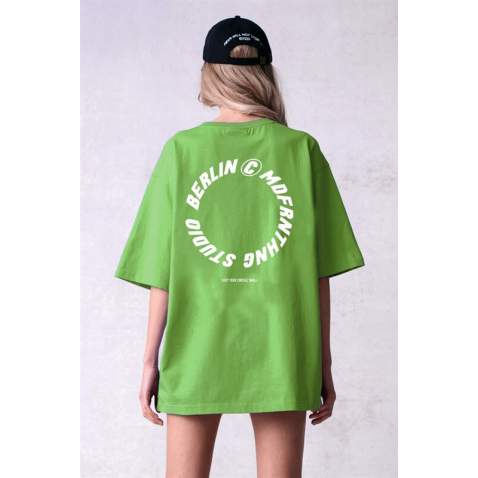 Mad Girls Unisex Printed Green T-shirt Mg1197 - Yeşil