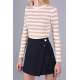 Women Crewneck Camel Striped Sweater - Camel