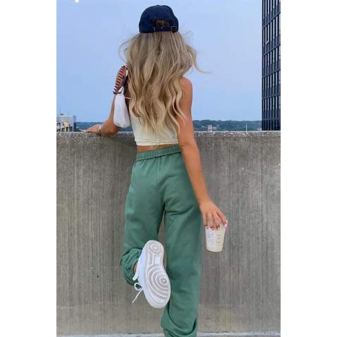 Mad Girls Oversize Green Sweatpants MG290 - Yeşil