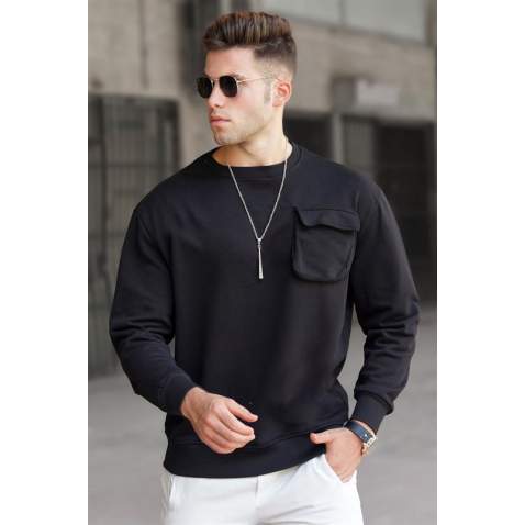 Madmext Men Crewneck Black Sweatshirt 5320 - Siyah