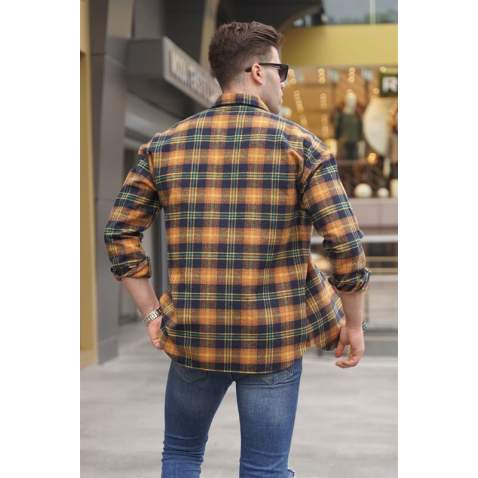 Camel Chequered Design Plaid Shirt 5564 - Camel