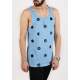 Madmext Men Printed Blue Vest 2303 - Mavi