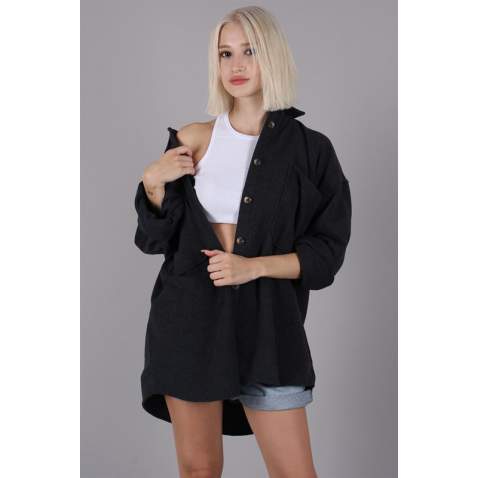 Anthracite Oversized Overshirt MG1562 - Antrasit