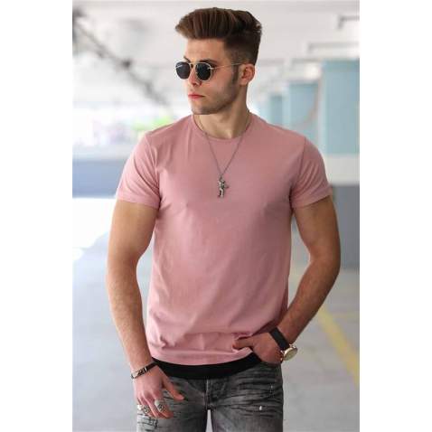 Madmext Soft Pink T-shirt for Men 4465 - Pudra