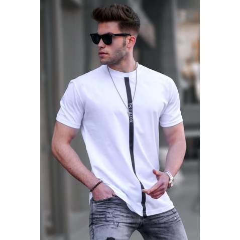 Madmext Men Printed White T-shirt 5378 - Beyaz