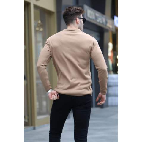 Beige Knitwear Polo Sweater 5973 - Bej