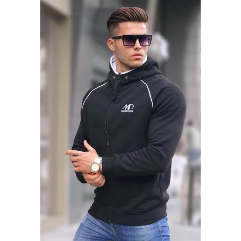 Black Hooded Zip-Down Sweatshirt 4701 - Siyah