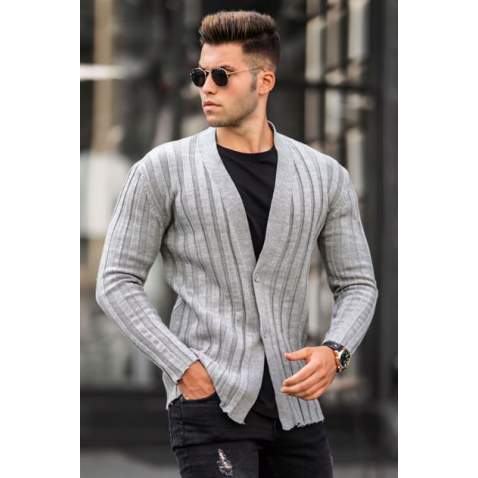 Madmext Men Light Gray Cardigan 5192 - Açık gri