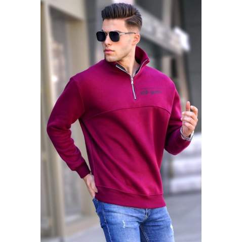 Maroon Printed Zipped Sweatshirt 6001 - Bordo