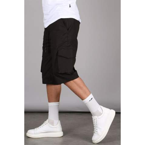 Black Capri Shorts with Cargo Pockets 5473 - Siyah