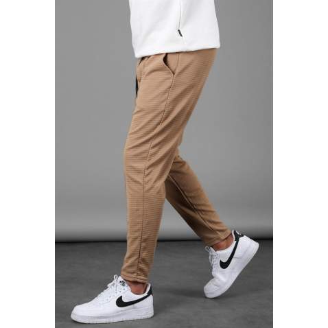 Men Striped Camel Sweatpants - Camel