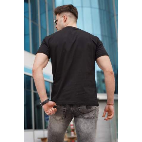 Men Basic Black T-Shirt - Siyah