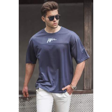 Madmext Navy Blue Oversize T-shirt for Men 5233 - Lacivert