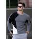 Madmext Grey Two-Tone Crewneck Jumper 2770-1 - Gri