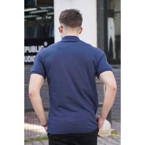 Men Navy Blue Polo T-Shirt - Lacivert