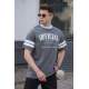 Men Printed Smoke Gray Oversize T-Shirt - Füme