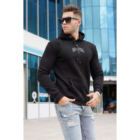 Madmext Black Hoodie Sweatshirt For Men 5331 - Siyah