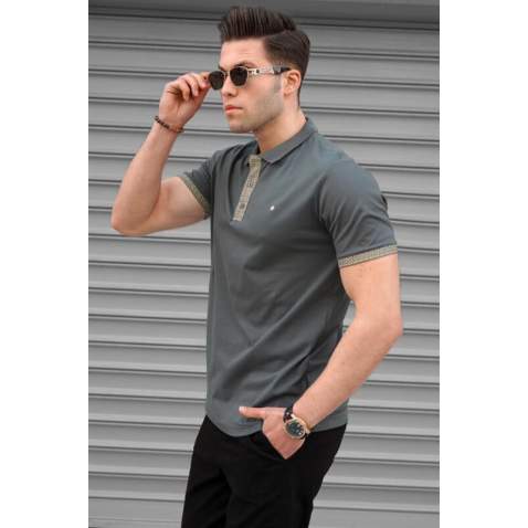 Men Smoke Gray Polo T-Shirt - Füme