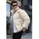 Beige Puffer Fur Jacket 5793 - Bej