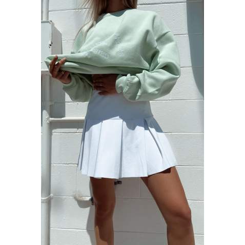 Women White Pleated Basic Mini Tennis Skirt - Beyaz