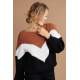 Mad Girls Black Color Blocked Women Oversize Jumper MG739 - Siyah